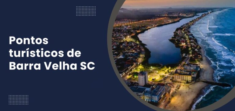 Vista aérea noturna de Barra Velha SC destacando a lagoa e a praia ao fundo, um dos principais pontos turísticos de Barra Velha SC